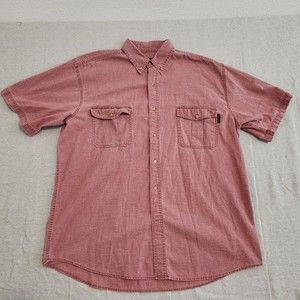 Wolverine Shirt Mens XL Red Short Sleeve Button Up Chambray  Casual Work